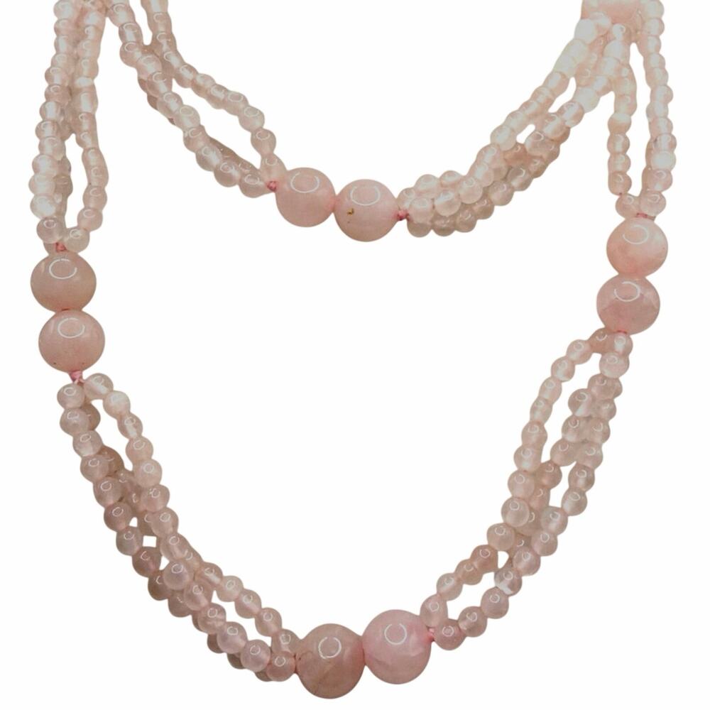 Rose Quartz Beaded Large Necklace 30”